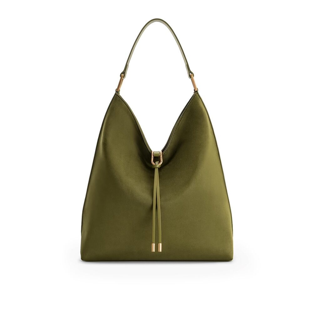 7641 Aria Faux Suede Shoulder Bag - Dark Olive